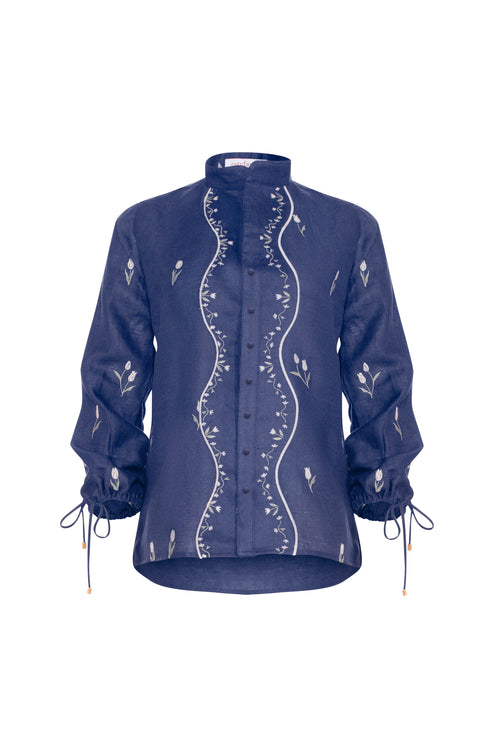 Camisa Lovely Tulip Manga Larga Navy